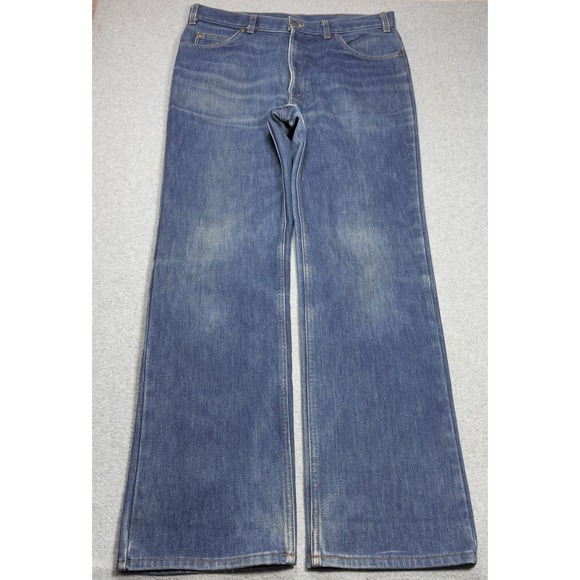 Vintage Levis 517 Bootcut Jeans Mens 34x34 USA Made Flannel Lined Orange Tab 70s